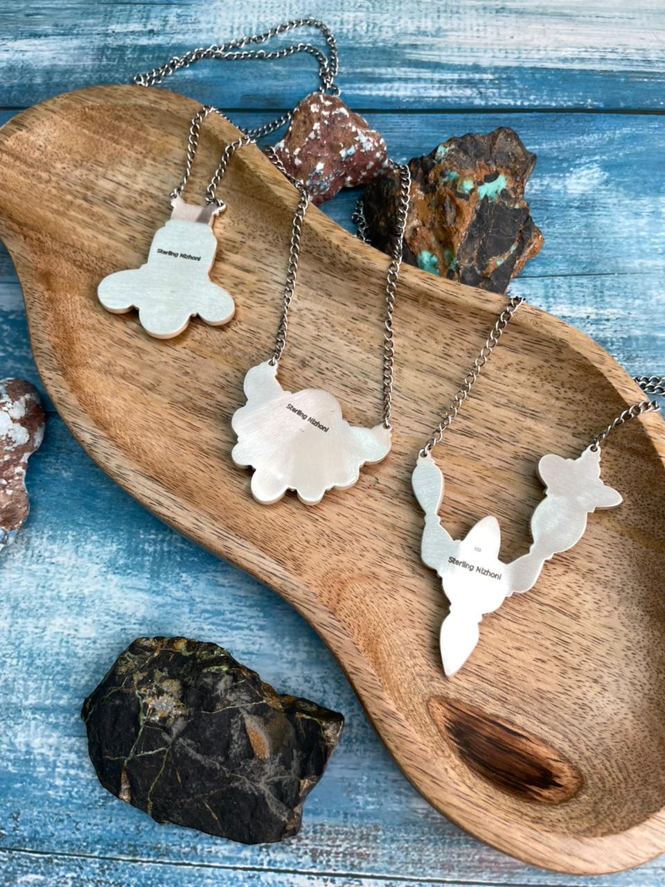 Handmade Sterling Silver Baja Turquoise Collection: Necklace "Signed Nizhoni"