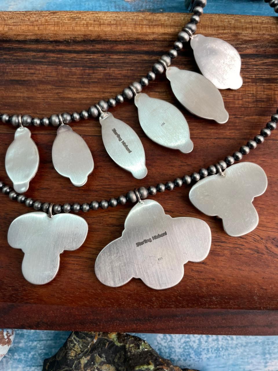 Handmade Sterling Silver Baja Turquoise Collection: Beaded Necklace "Signed Nizhoni"