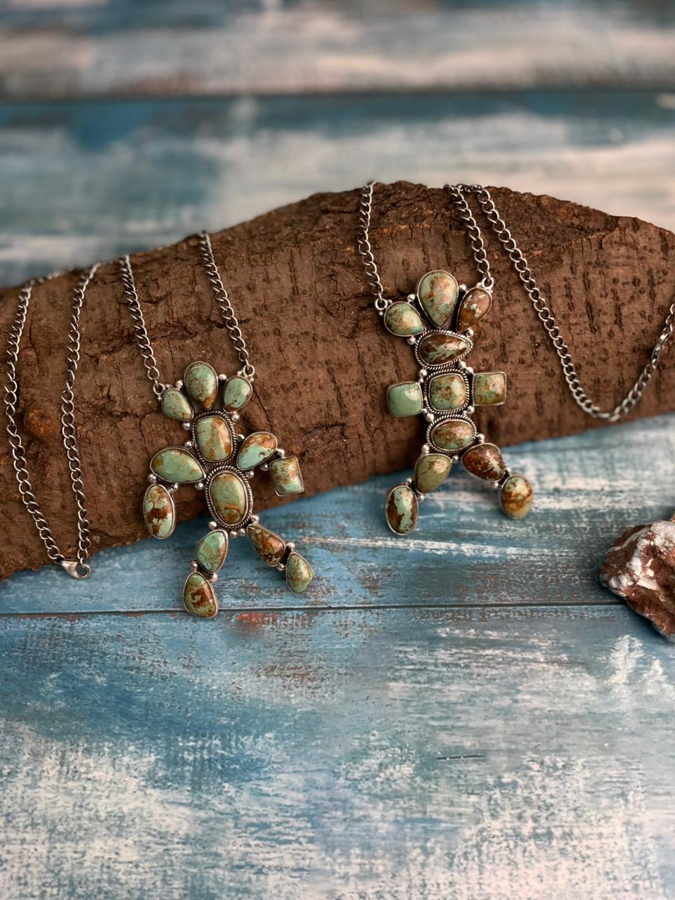 Handmade Sterling Silver Baja Turquoise Collection: Necklace "Signed Nizhoni"