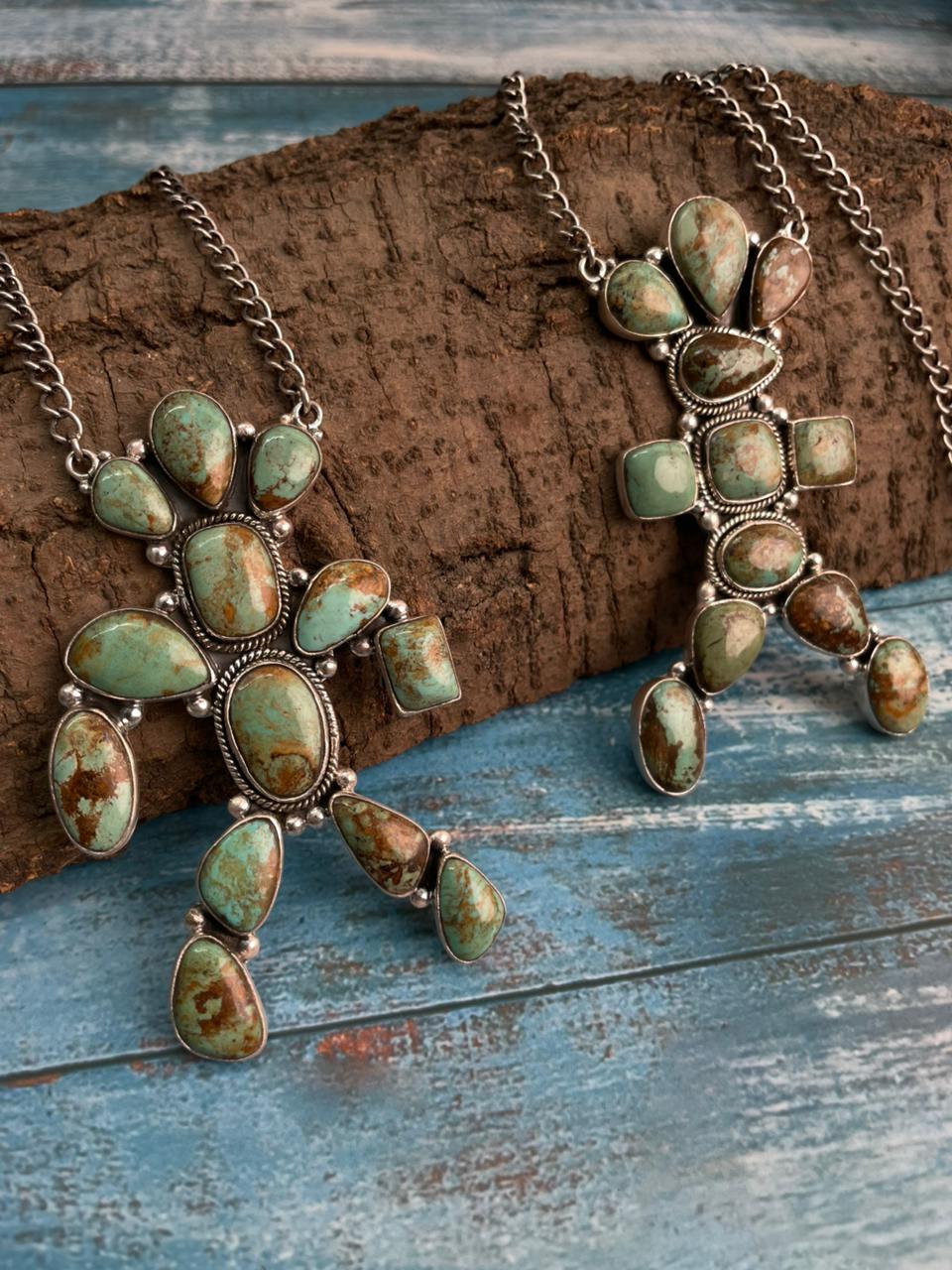 Handmade Sterling Silver Baja Turquoise Collection: Necklace "Signed Nizhoni"