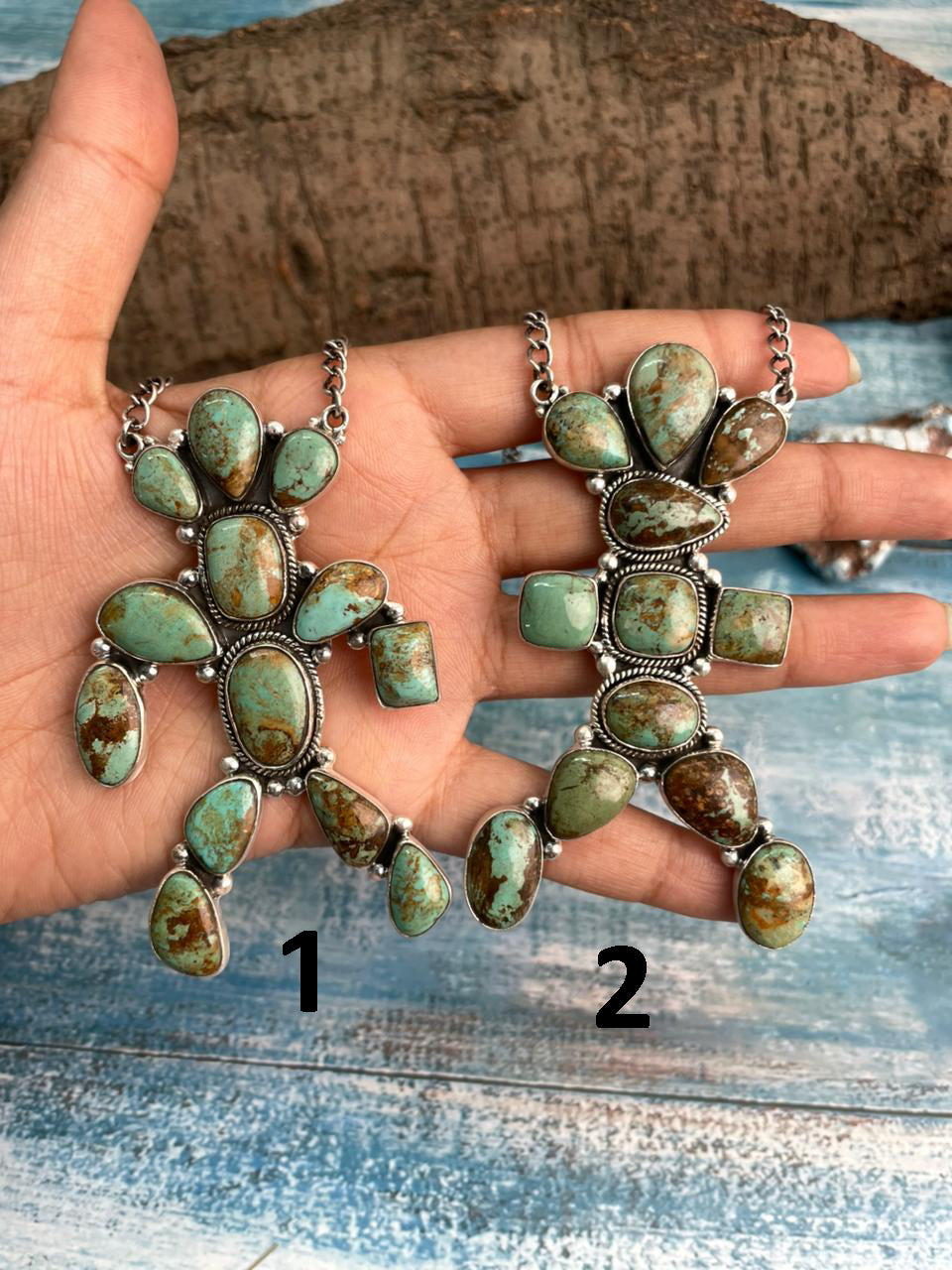 Handmade Sterling Silver Baja Turquoise Collection: Necklace "Signed Nizhoni"
