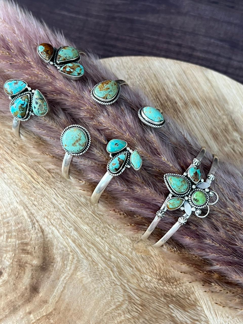 Handmade Sterling Silver Baja Turquoise Collection: Cuff Bracelet "Signed Nizhoni"