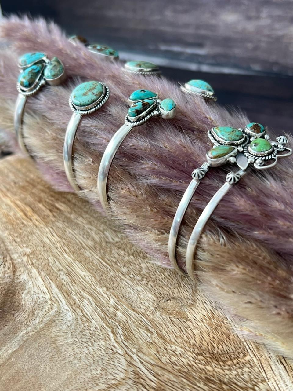 Handmade Sterling Silver Baja Turquoise Collection: Cuff Bracelet "Signed Nizhoni"