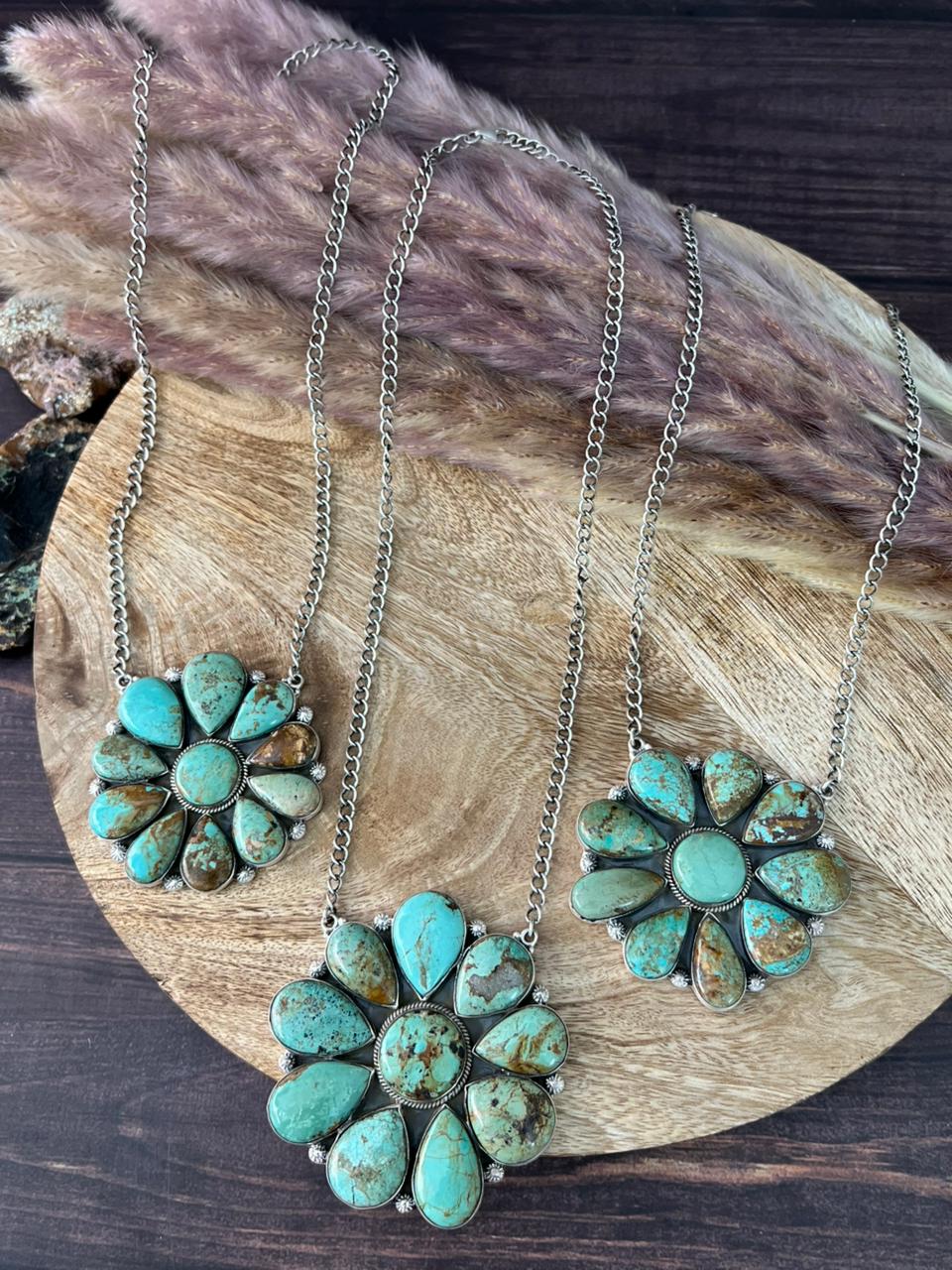 Handmade Sterling Silver Baja Turquoise Collection: Necklace "Signed Nizhoni"