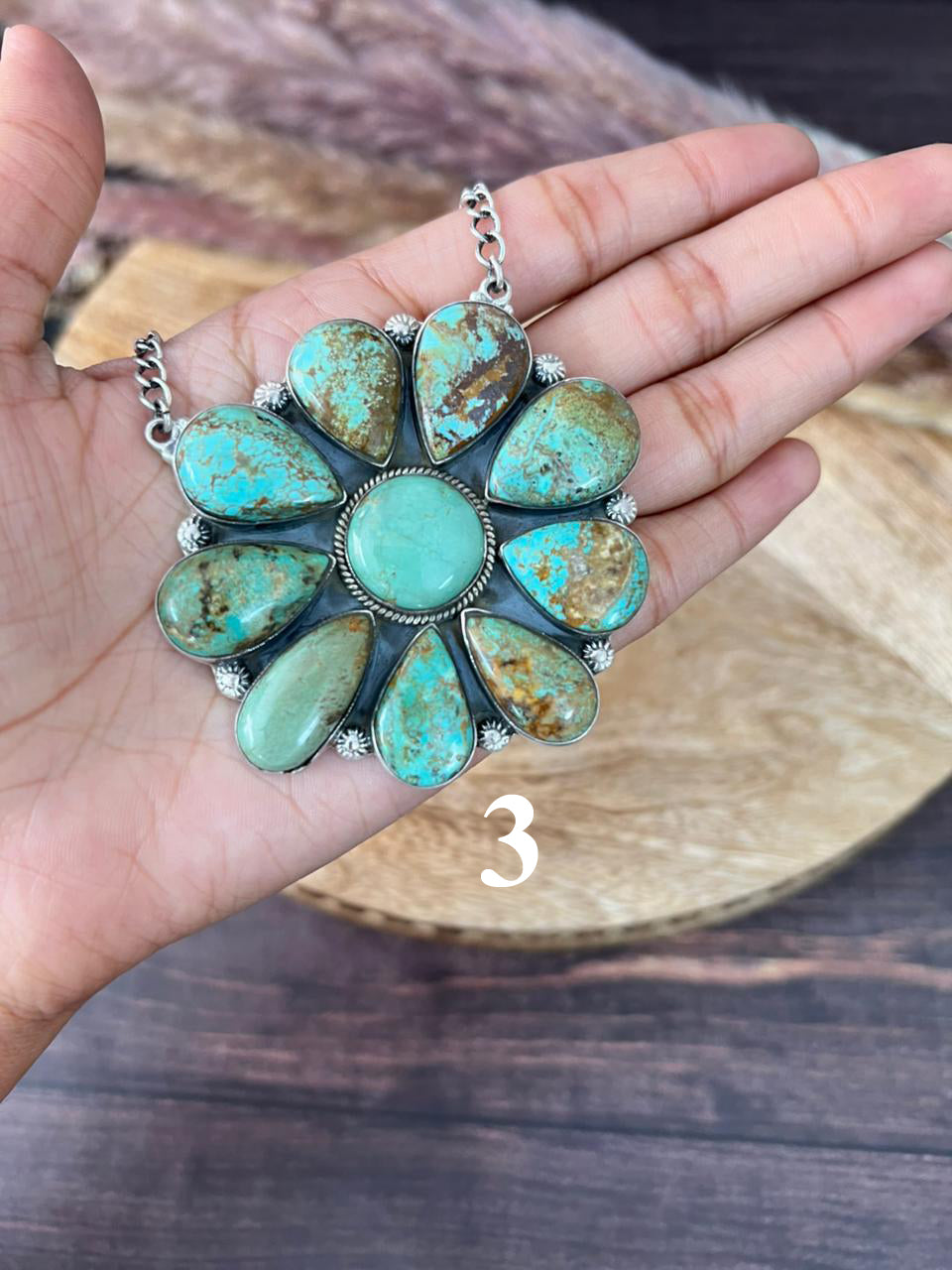 Handmade Sterling Silver Baja Turquoise Collection: Necklace "Signed Nizhoni"