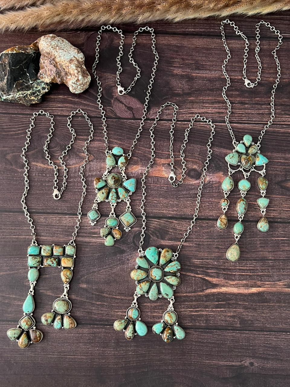 Handmade Sterling Silver Baja Turquoise Collection: Necklace "Signed Nizhoni"
