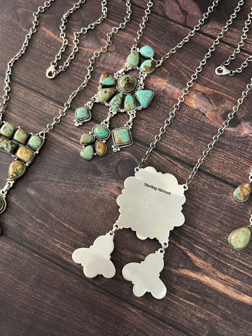 Handmade Sterling Silver Baja Turquoise Collection: Necklace "Signed Nizhoni"