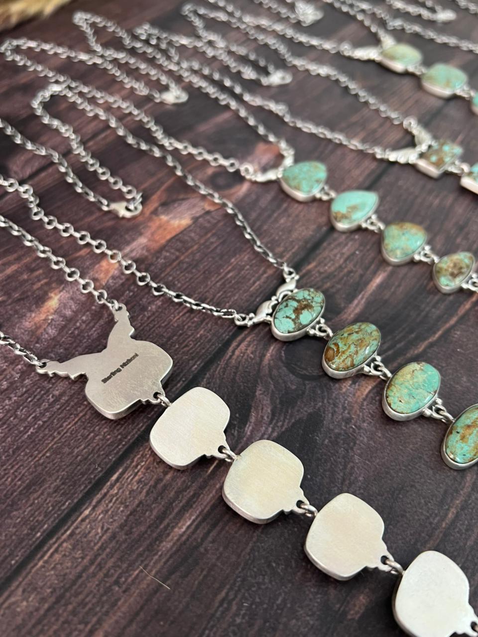 Handmade Sterling Silver Baja Turquoise Collection: Necklace "Signed Nizhoni"
