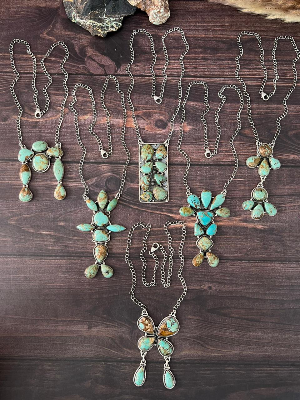 Handmade Sterling Silver Baja Turquoise Collection: Necklace "Signed Nizhoni"