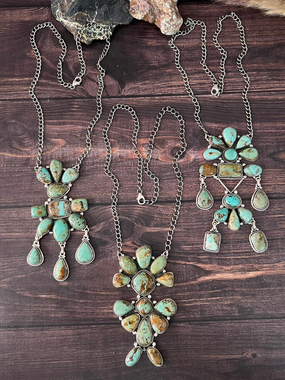 Handmade Sterling Silver Baja Turquoise Collection: Necklace "Signed Nizhoni"