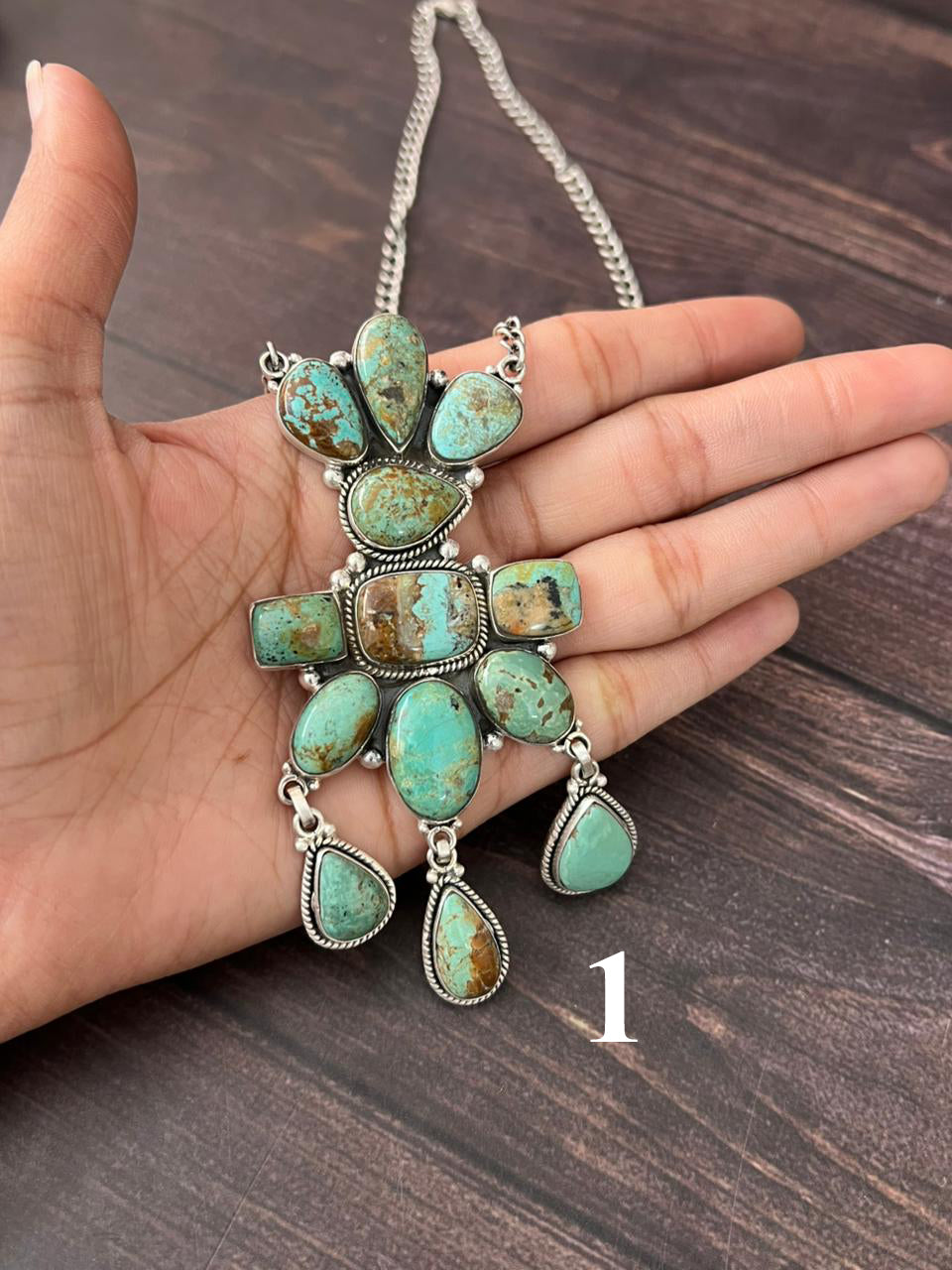 Handmade Sterling Silver Baja Turquoise Collection: Necklace "Signed Nizhoni"