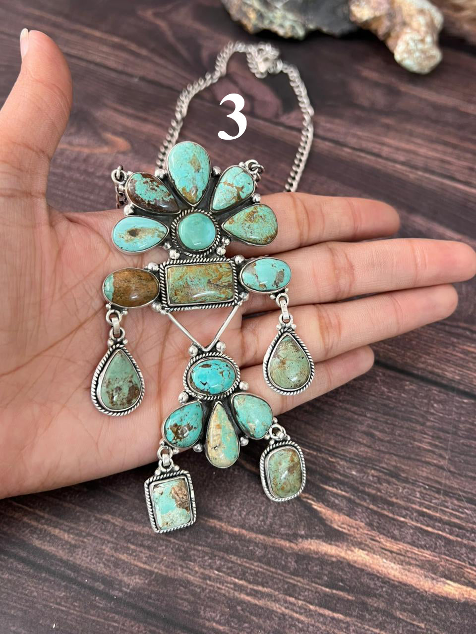 Handmade Sterling Silver Baja Turquoise Collection: Necklace "Signed Nizhoni"