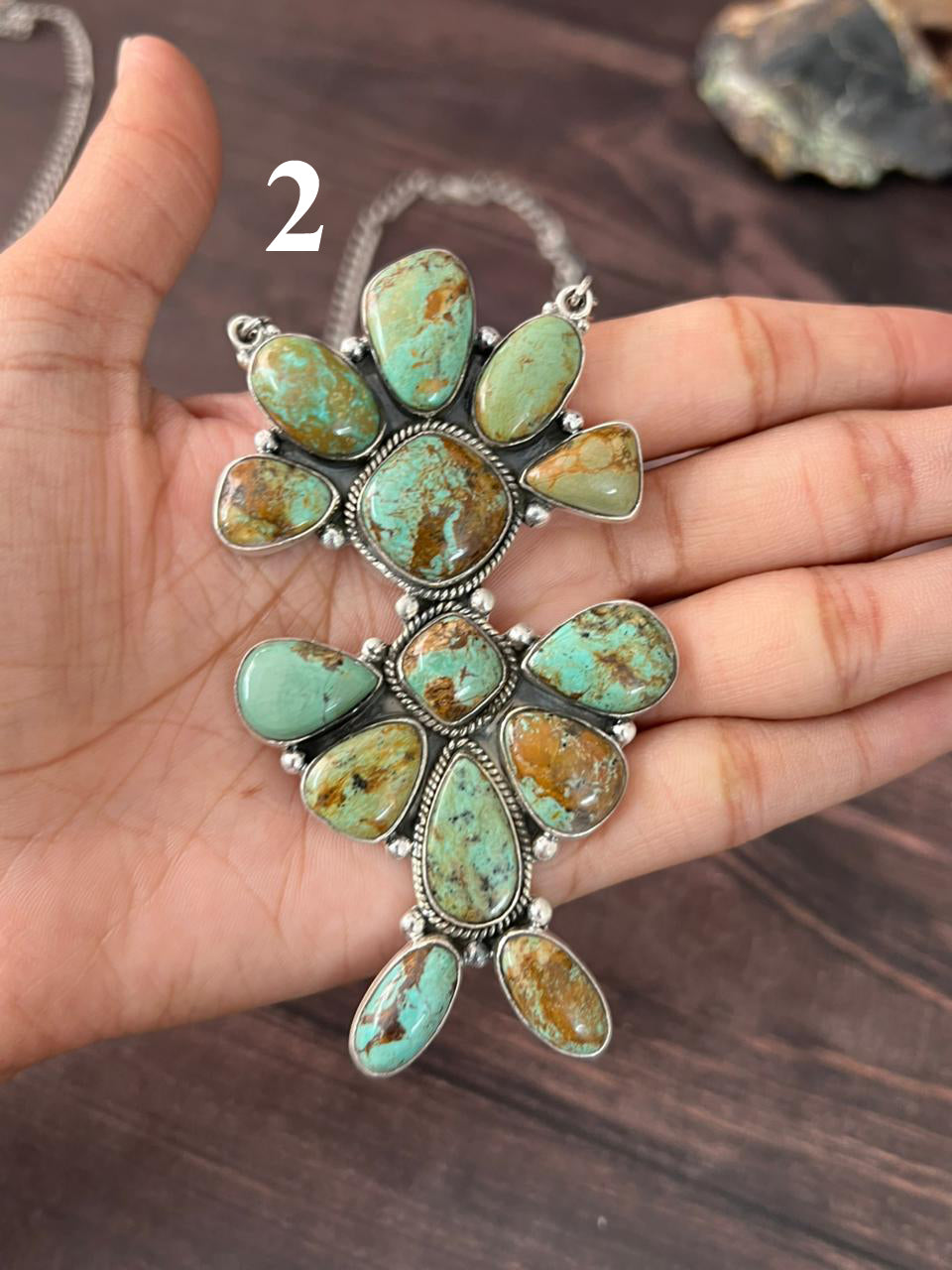 Handmade Sterling Silver Baja Turquoise Collection: Necklace "Signed Nizhoni"