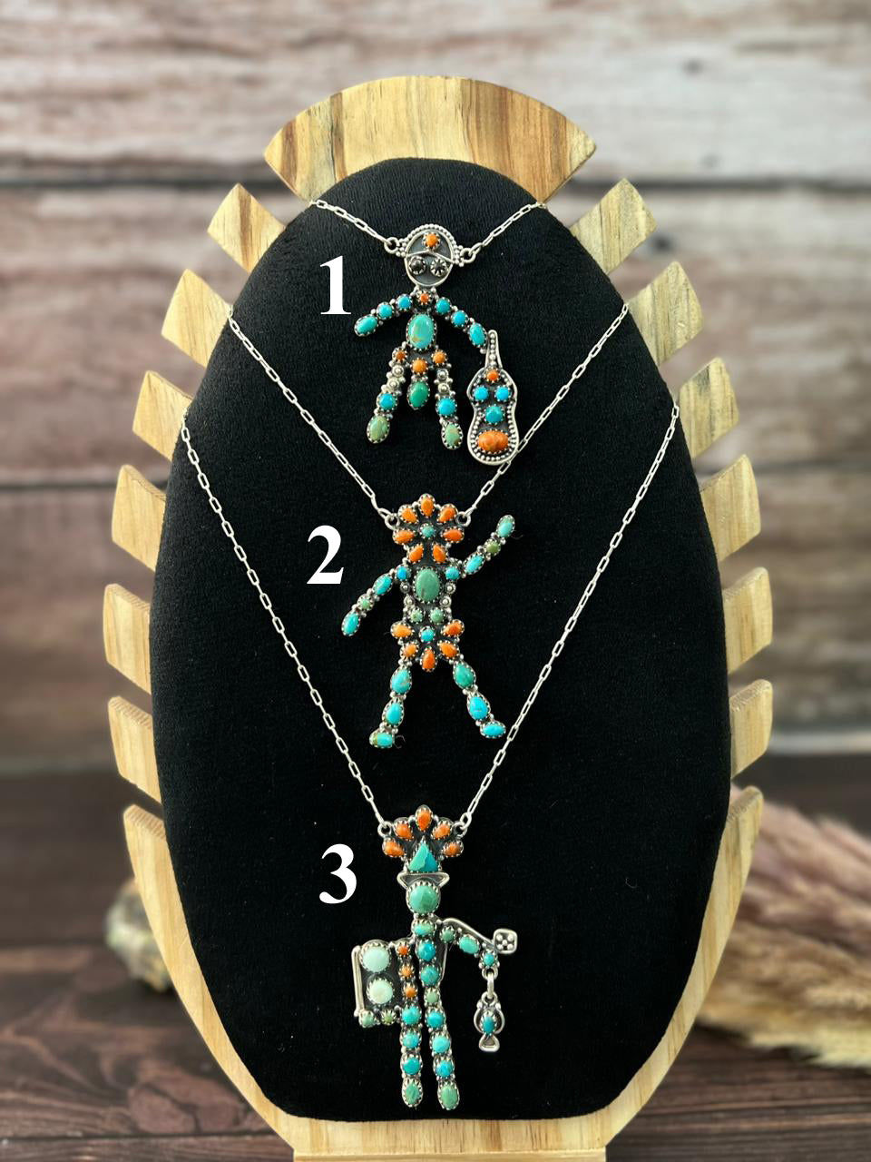 Handmade Sterling Silver Paloma with Kingman Turquoise and Orange Mojave Necklace "Signed Nizhoni"
