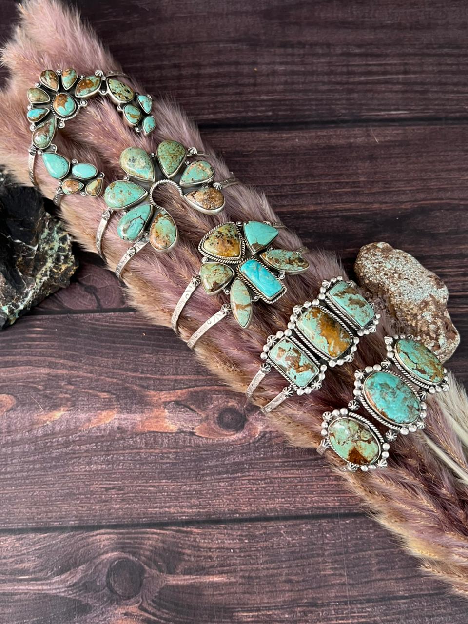 Handmade Sterling Silver Baja Turquoise Collection: Cuff Bracelet "Signed Nizhoni"