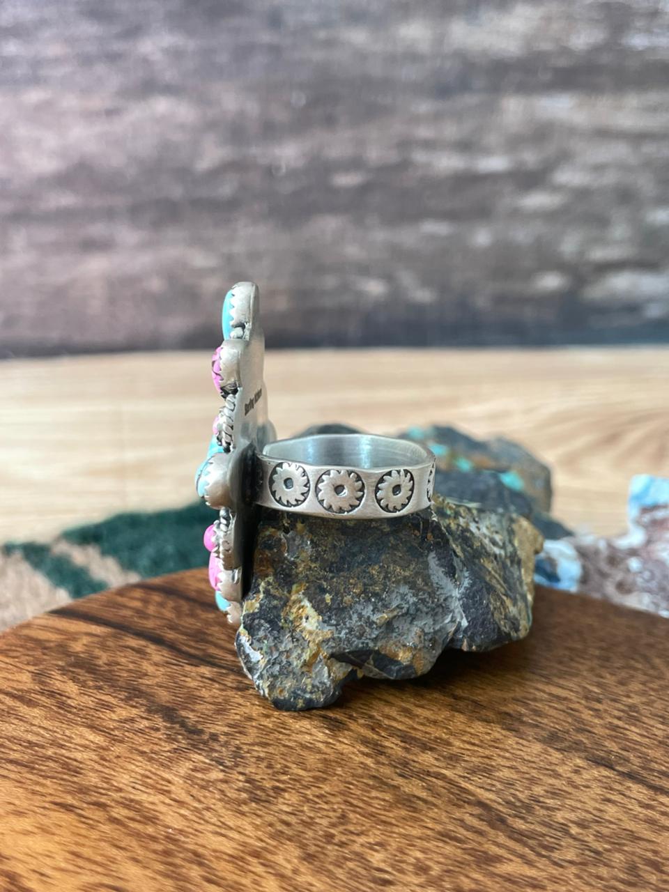 Handmade Sterling Silver Cotton Candy Adjustable Ring "Signed Nizhoni"