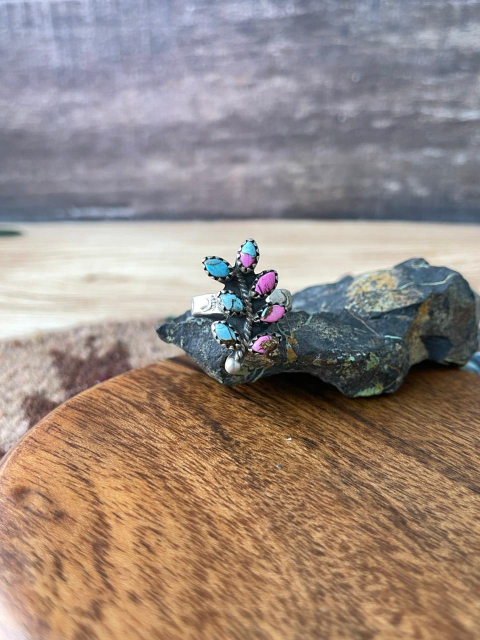 Handmade Sterling Silver Cotton Candy Adjustable Ring "Signed Nizhoni"