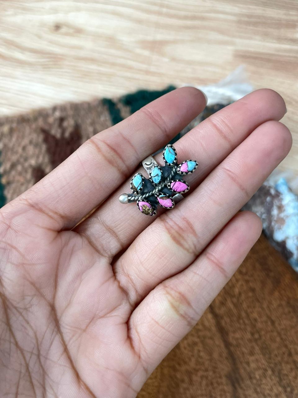 Handmade Sterling Silver Cotton Candy Adjustable Ring "Signed Nizhoni"
