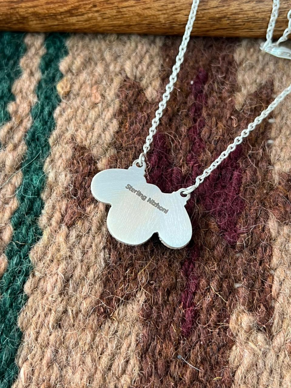 Handmade Sterling Silver Blackjack Turquoise Necklace "Signed Nizhoni"