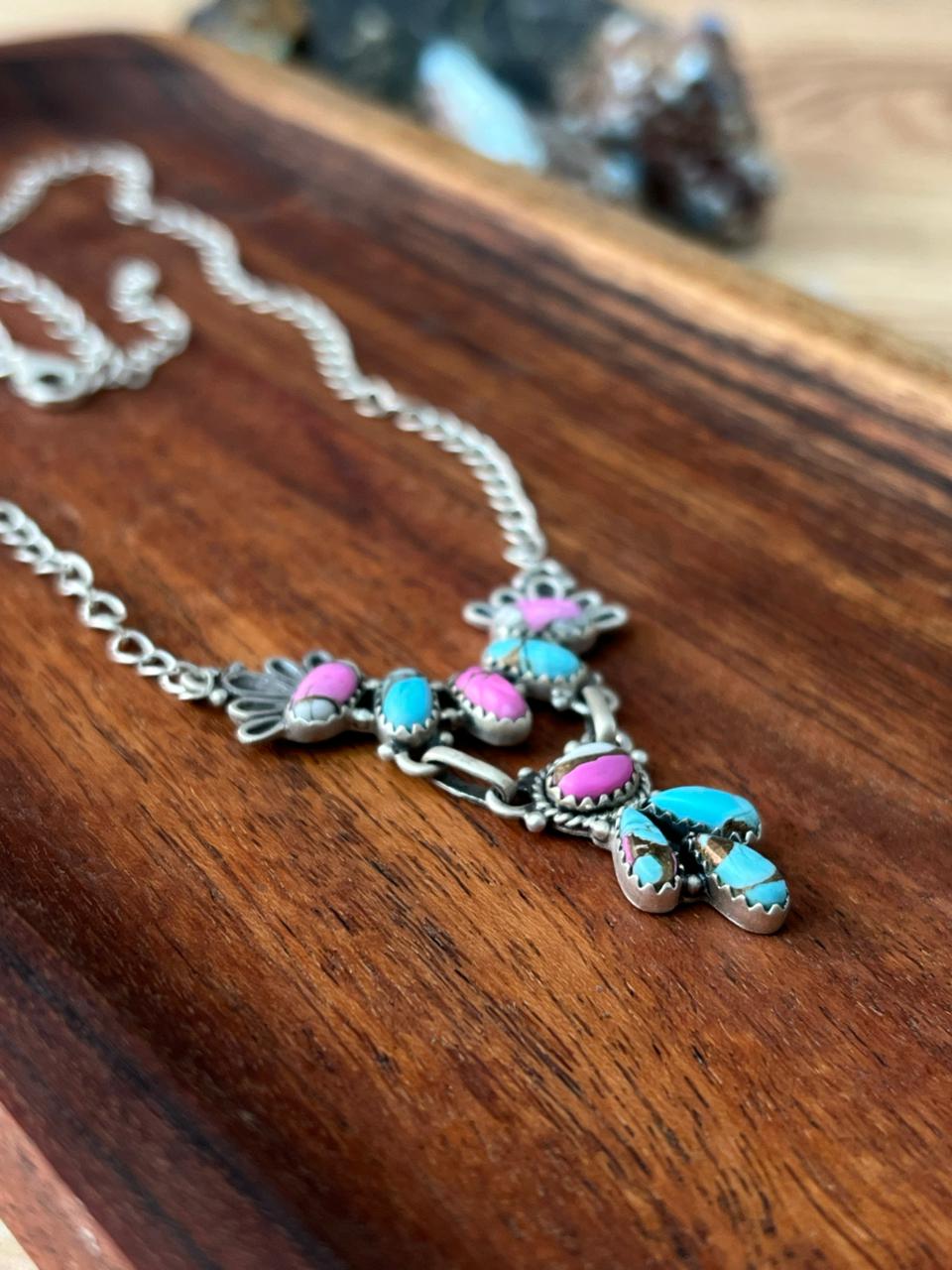 Handmade Sterling Silver Cotton Candy Necklace "Signed Nizhoni"
