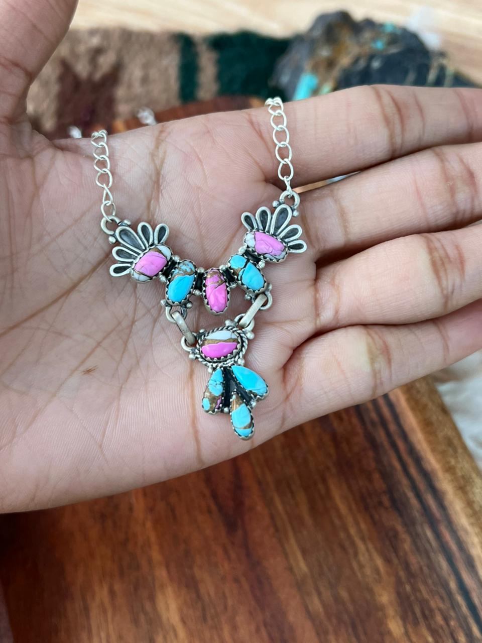Handmade Sterling Silver Cotton Candy Necklace "Signed Nizhoni"