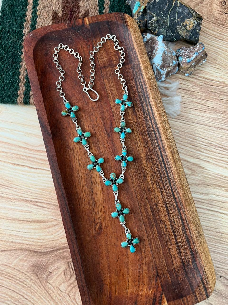 Handmade Sterling Silver Kingman Turquoise Necklace "Signed Nizhoni"