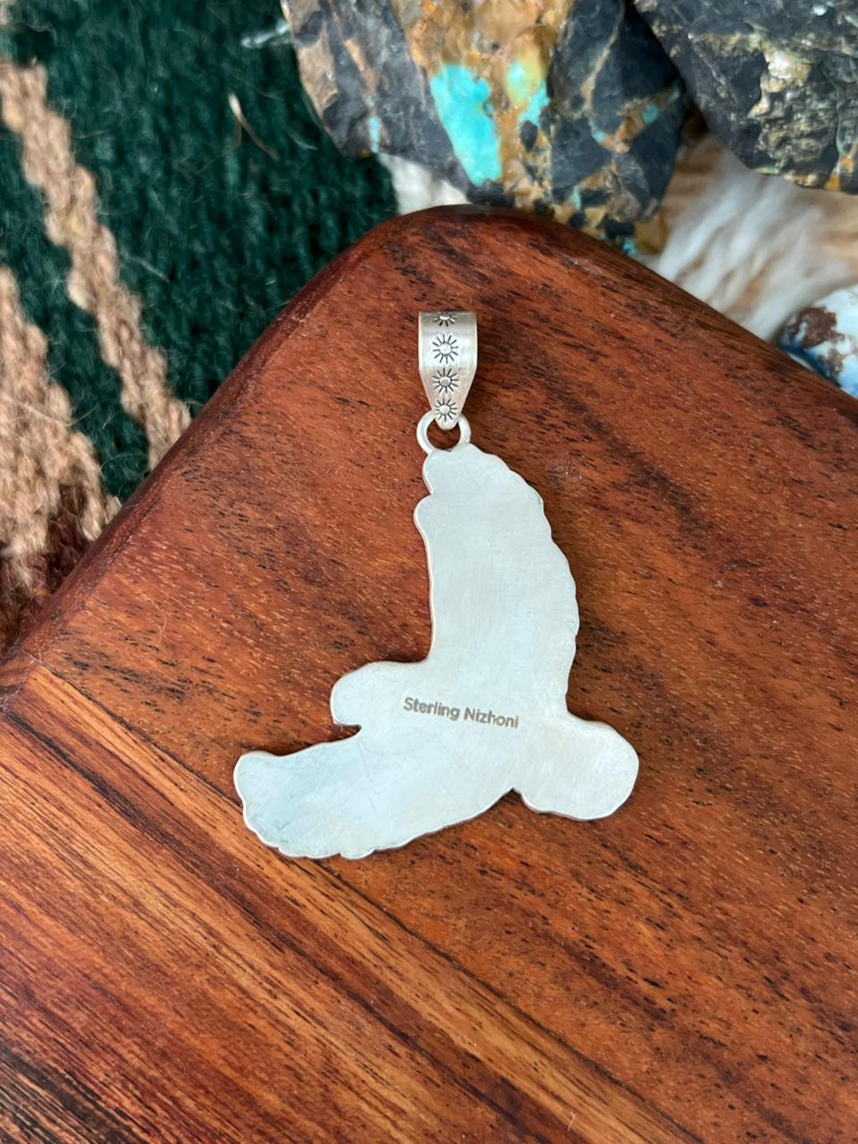 Handmade Sterling Silver Eagle Pendant "Signed Nizhoni"
