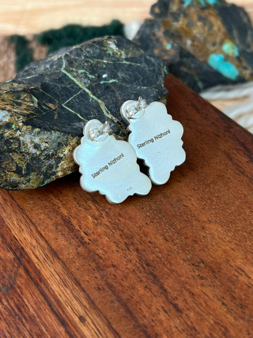 Handmade Sterling Silver Cotton Candy Post Studs Earrings "Signed Nizhoni"