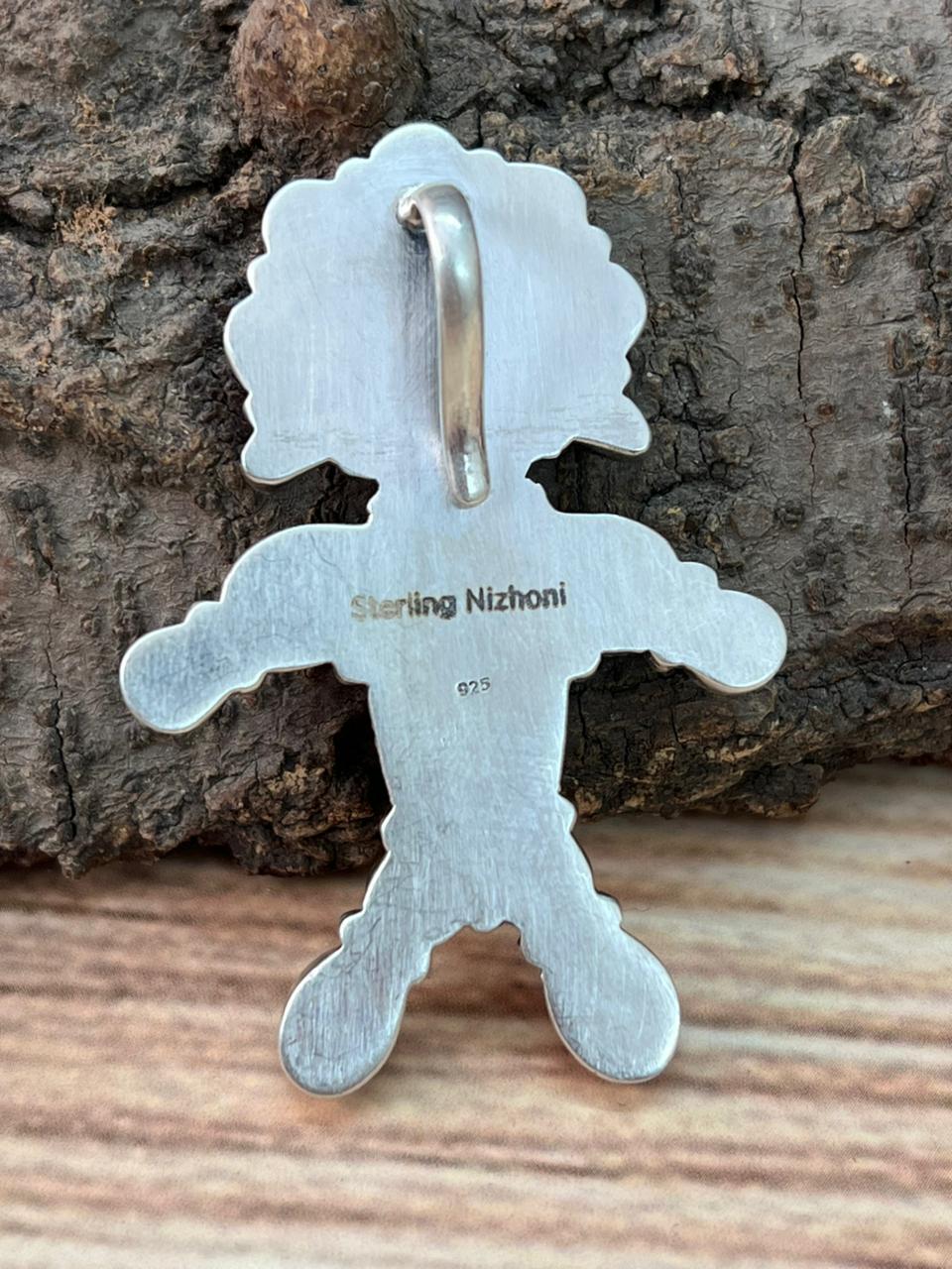 Handmade Sterling Silver Spring Collection: Sonoran Mountain with Orange Mojave, Cotton Candy and White Buffalo Pendant "Signed Nizhoni"