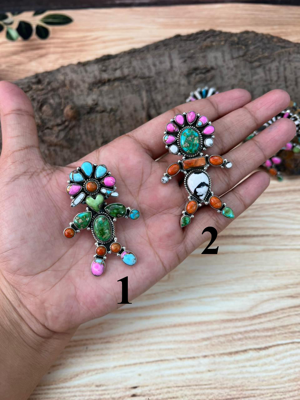 Handmade Sterling Silver Spring Collection: Sonoran Mountain with Orange Mojave, Cotton Candy and White Buffalo Pendant "Signed Nizhoni"