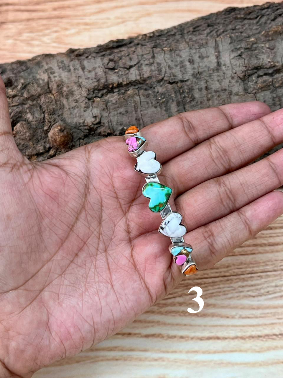 Handmade Sterling Silver Spring Collection: Sonoran Mountain Turquoise with Orange Mojave, Cotton Candy and White Buffalo Cuff Bracelet "Signed Nizhoni"