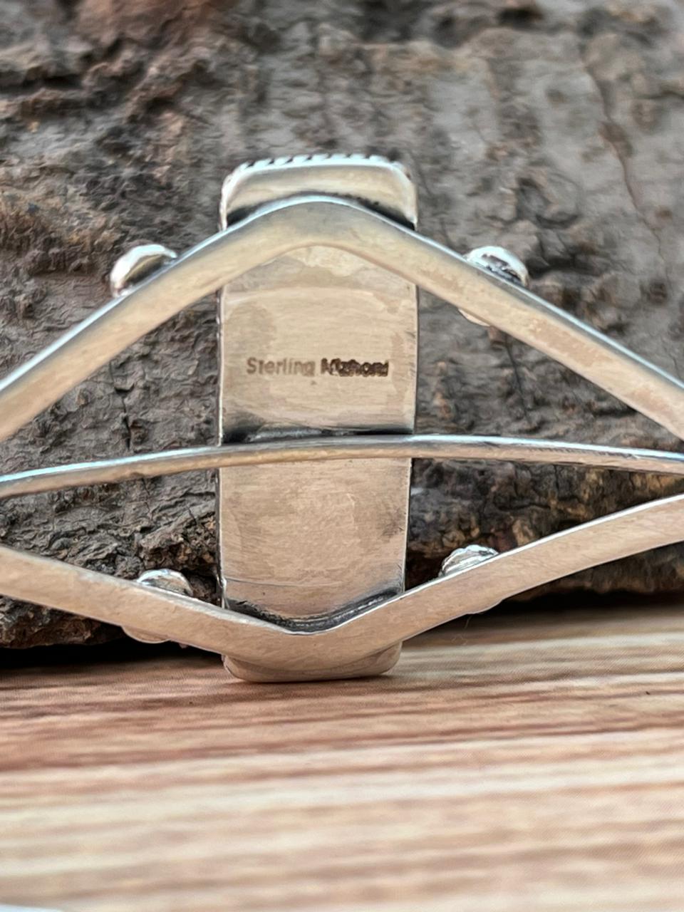 Handmade Sterling Silver Spring Collection: Sonoran Mountain Turquoise with Orange Mojave, Cotton Candy and White Buffalo Cuff Bracelet "Signed Nizhoni"