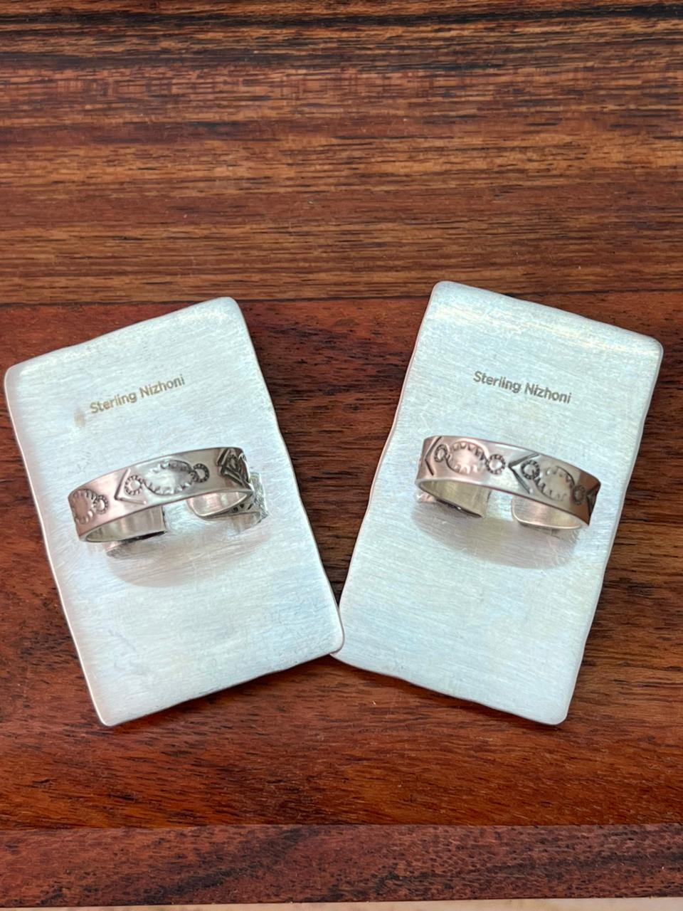 Handmade Sterling Silver Blackjack and Sierra Bella Turquoise Adjustable Ring "Signed Nizhoni"