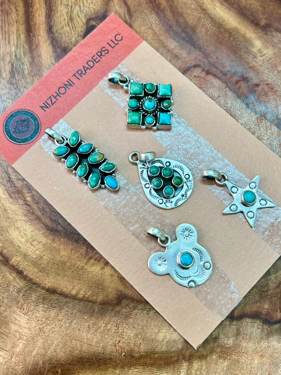 Handmade Sterling Silver Kingman Turquoise Pendant Card