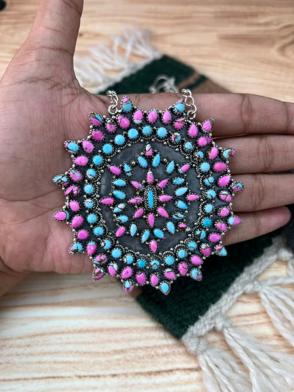 Handmade Sterling Silver Cotton Candy Necklace "Signed Nizhoni"