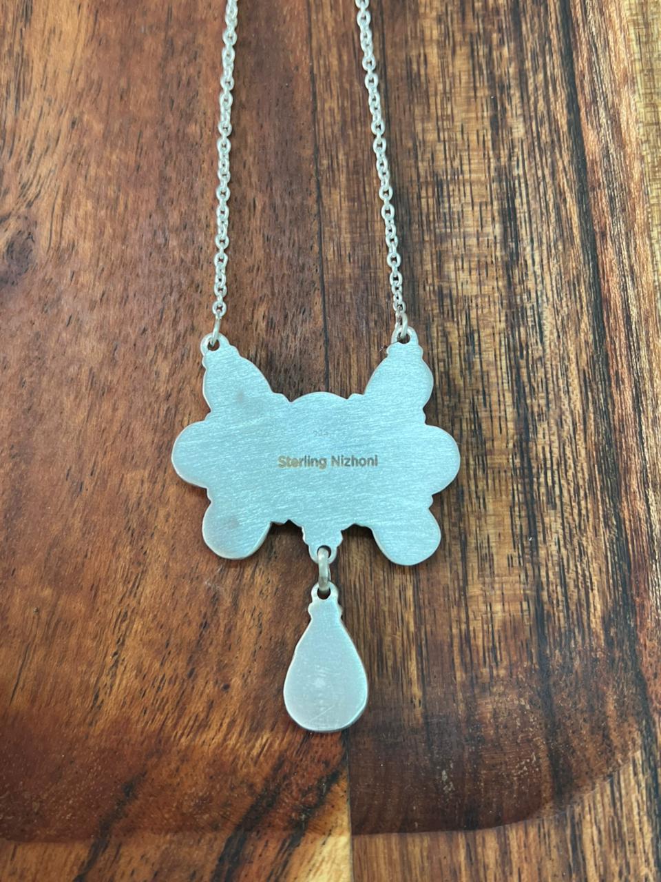 Handmade Sterling Silver Golden Hills Turquoise Necklace "Signed Nizhoni"