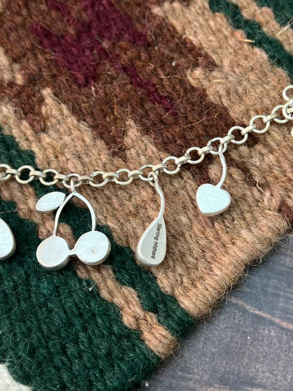 Handmade Sterling Silver Kingman with Sonoran Mountain Turquoise and Rosarita Cherry Necklace "Signed Nizhoni"