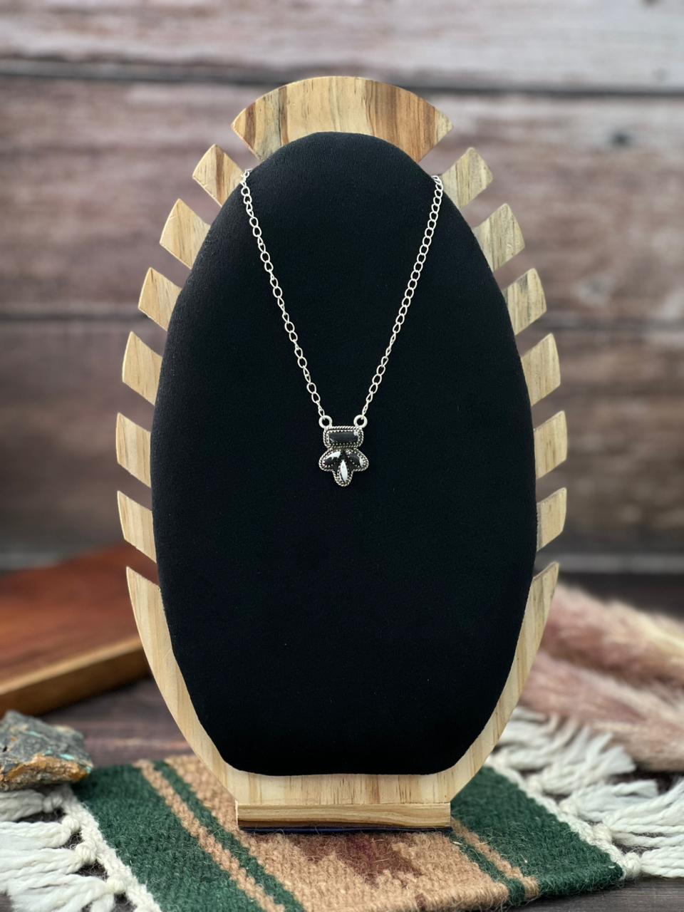 Handmade Sterling Silver White Buffalo Necklace "Signed Nizhoni"