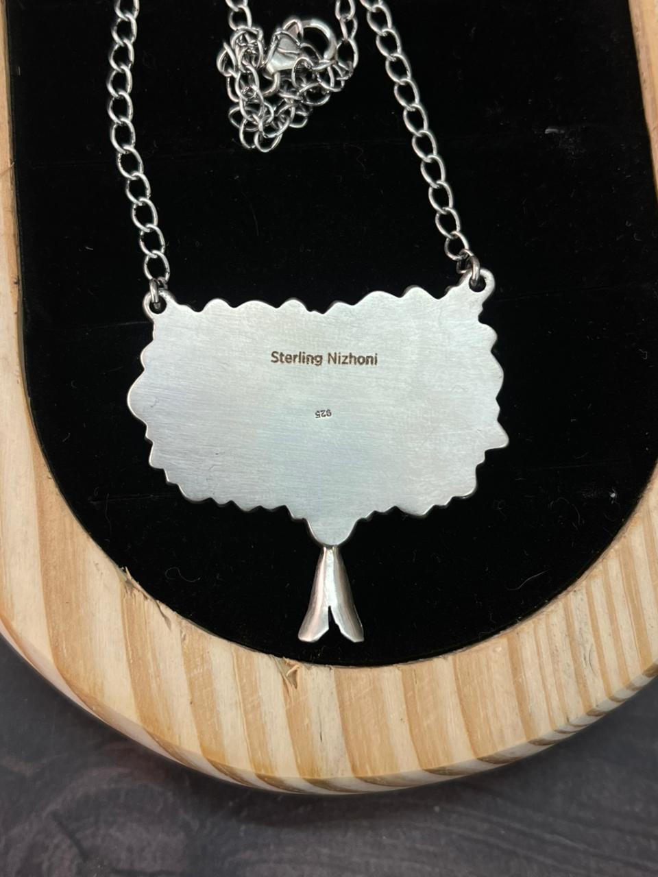 Handmade Sterling Silver Spring Collection: Palomino Turquoise with Cotton Candy, Orange Mojave and White Buffalo Squash Blossom Necklace "Signed Nizhoni"