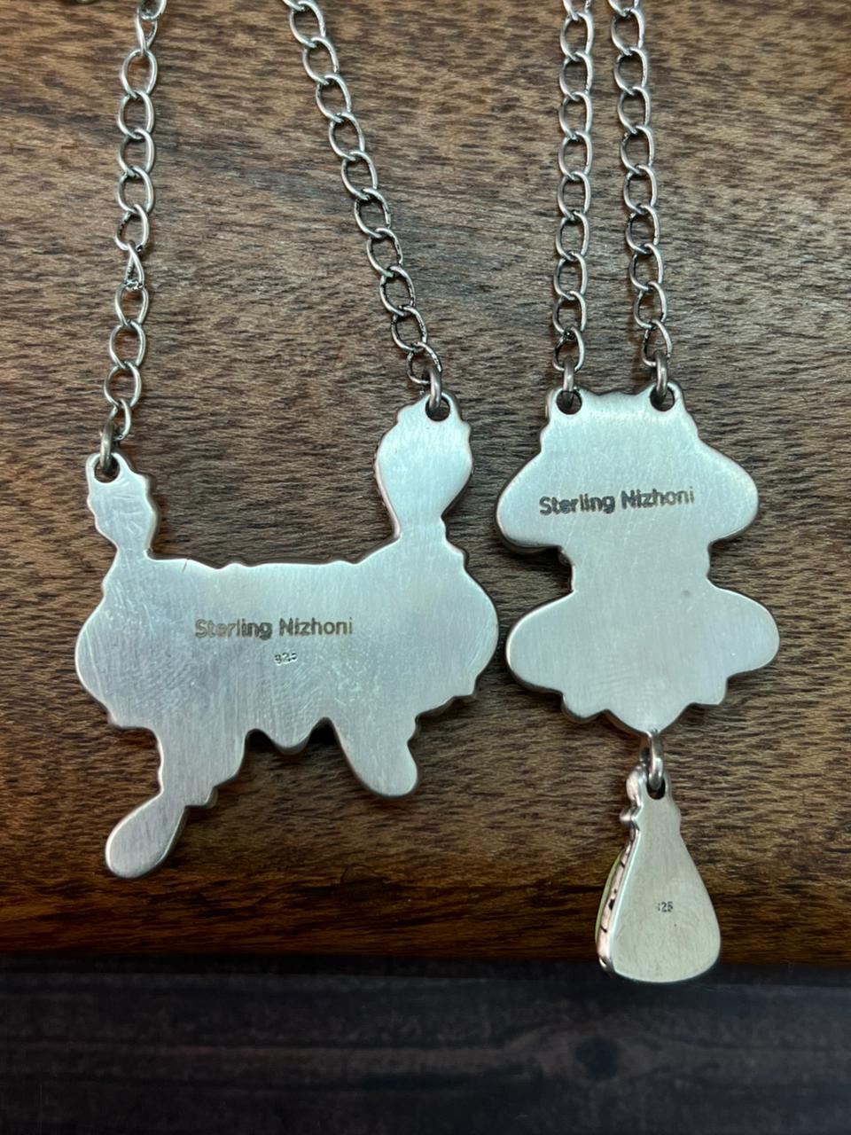 Handmade Sterling Silver Spring Collection: Palomino Turquoise with Cotton Candy, Orange Mojave and White Buffalo Necklace "Signed Nizhoni"
