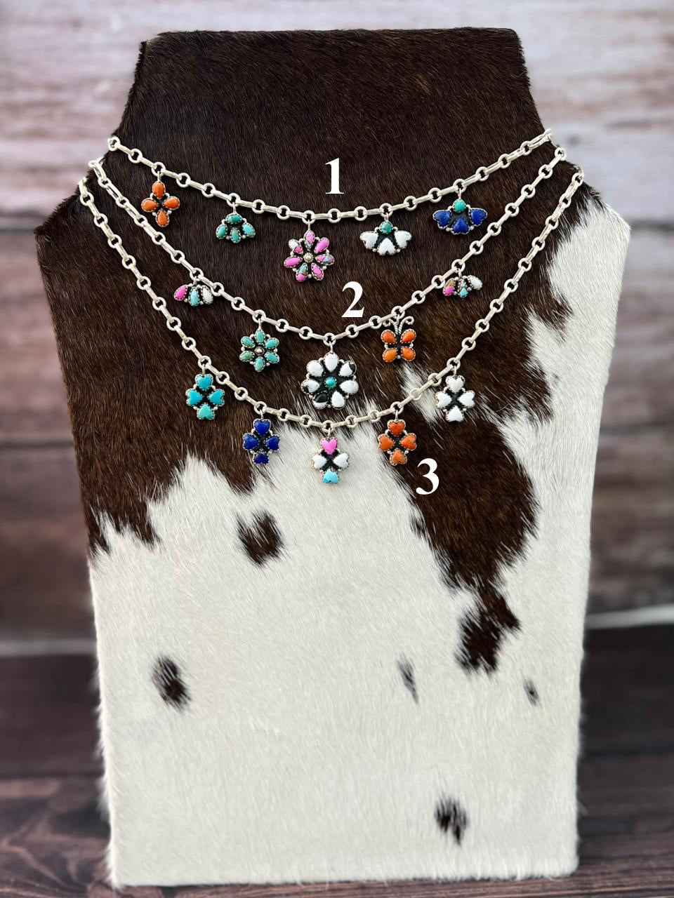 Handmade Sterling Silver Spring Collection: Kingman Turquoise with Cotton Candy, Orange Mojave, Lapis and White Buffalo Necklace "Signed Nizhoni"
