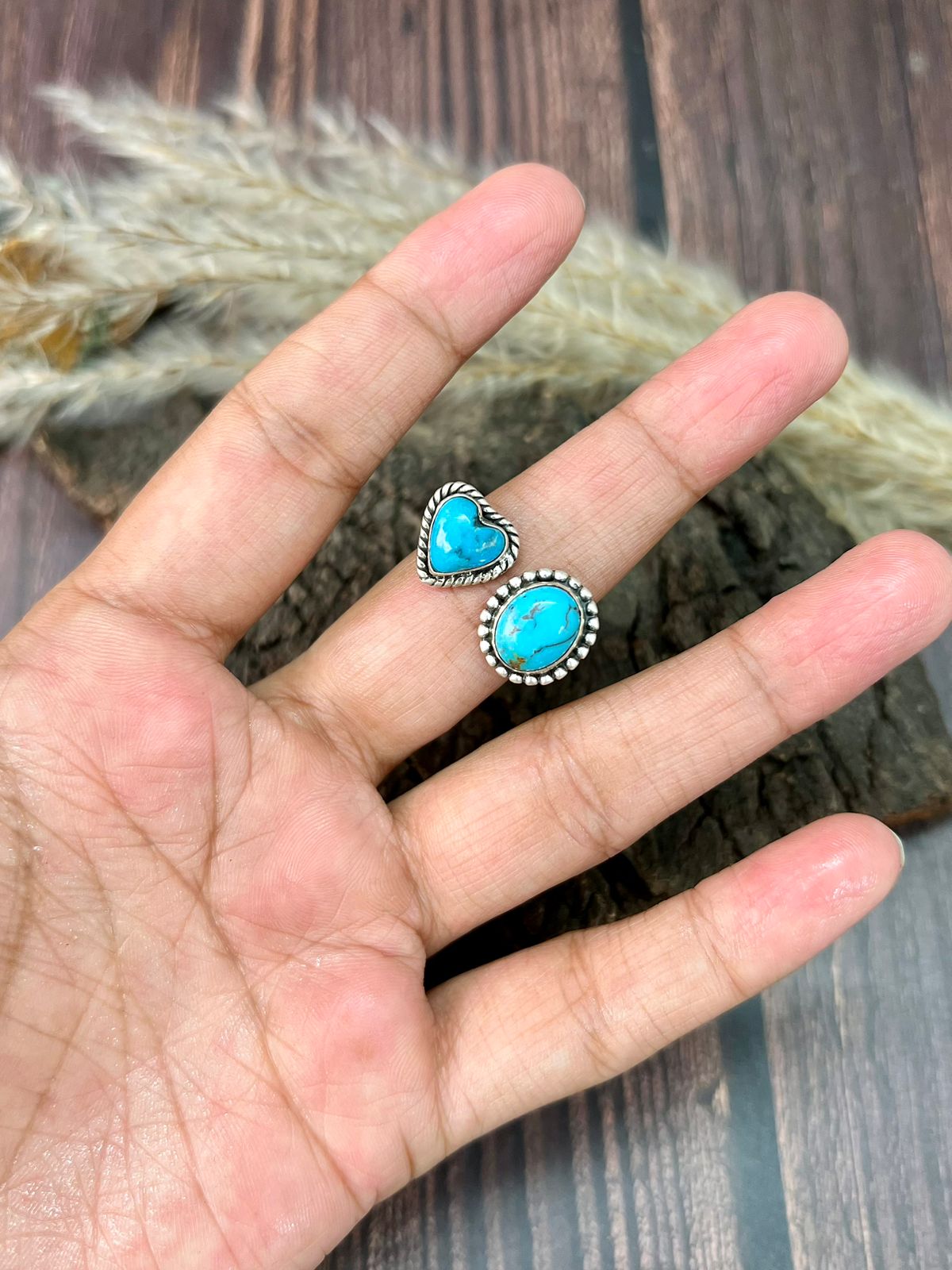 Handmade Sterling Silver Blue Kingman Turquoise Adjustable Ring "Signed Nizhoni"