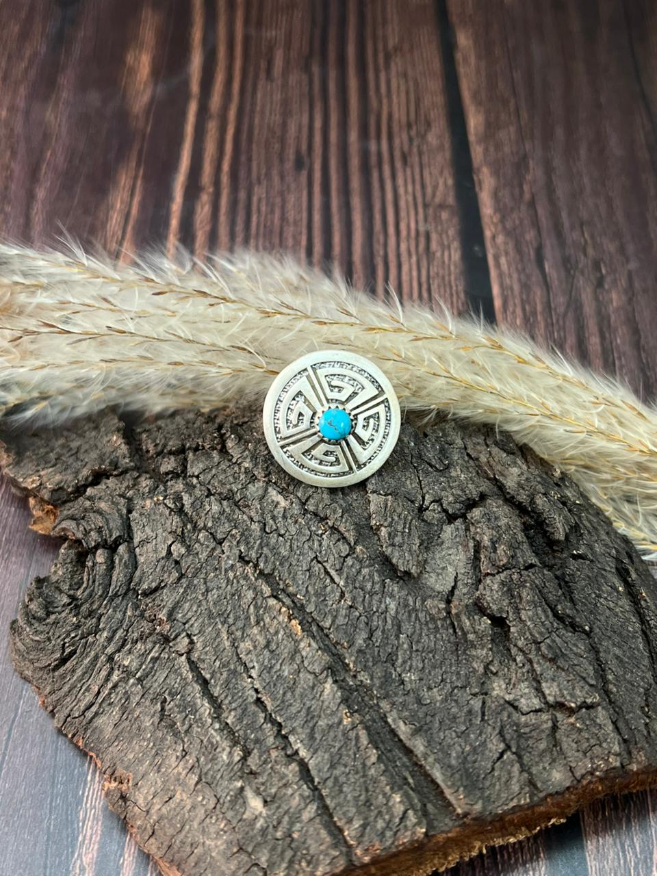 Handmade Sterling Silver Kingman Turquoise Adjustable Ring "Signed Nizhoni"