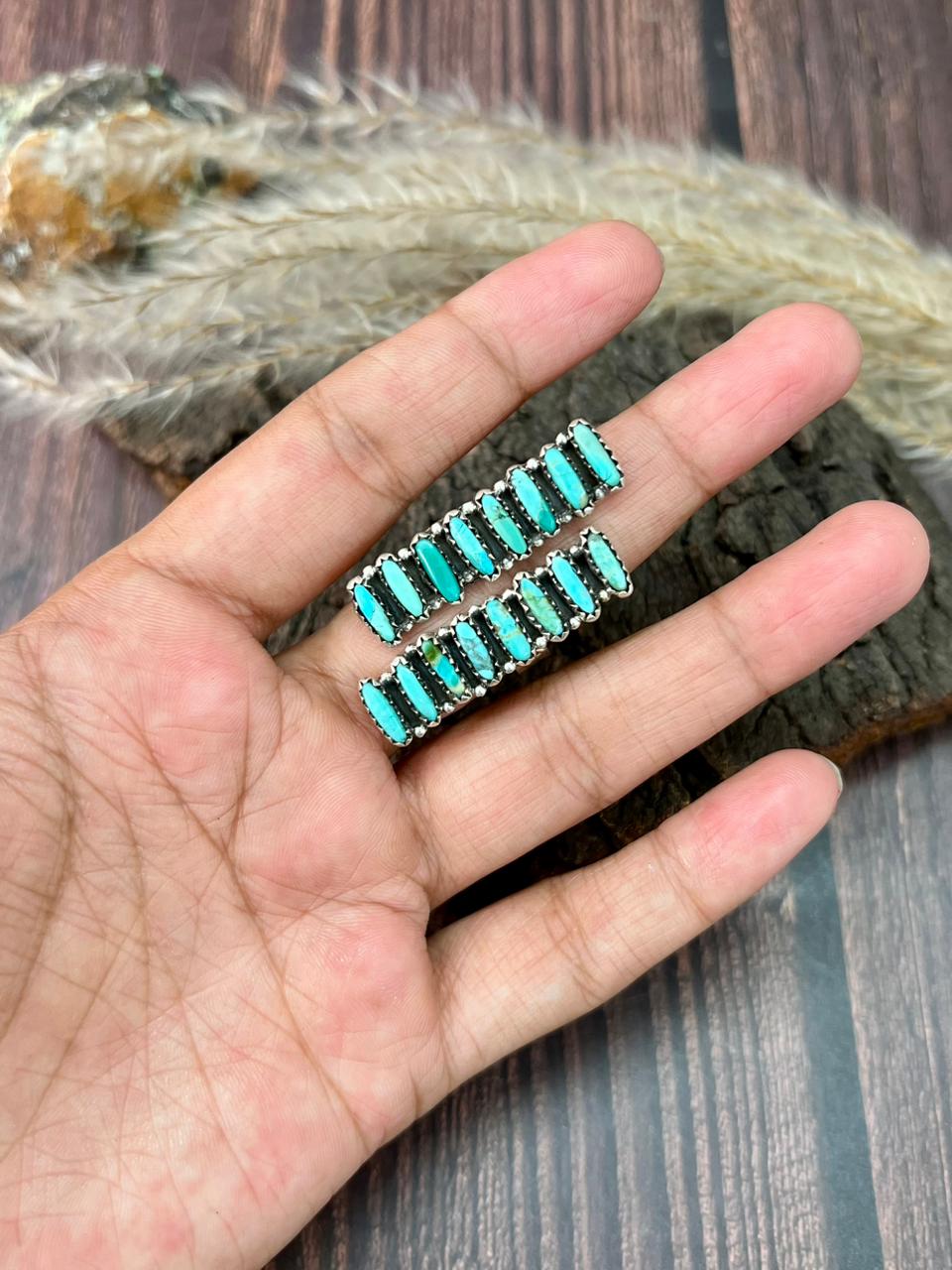 Handmade Sterling Silver Kingman Turquoise Adjustable Ring "Signed Nizhoni"