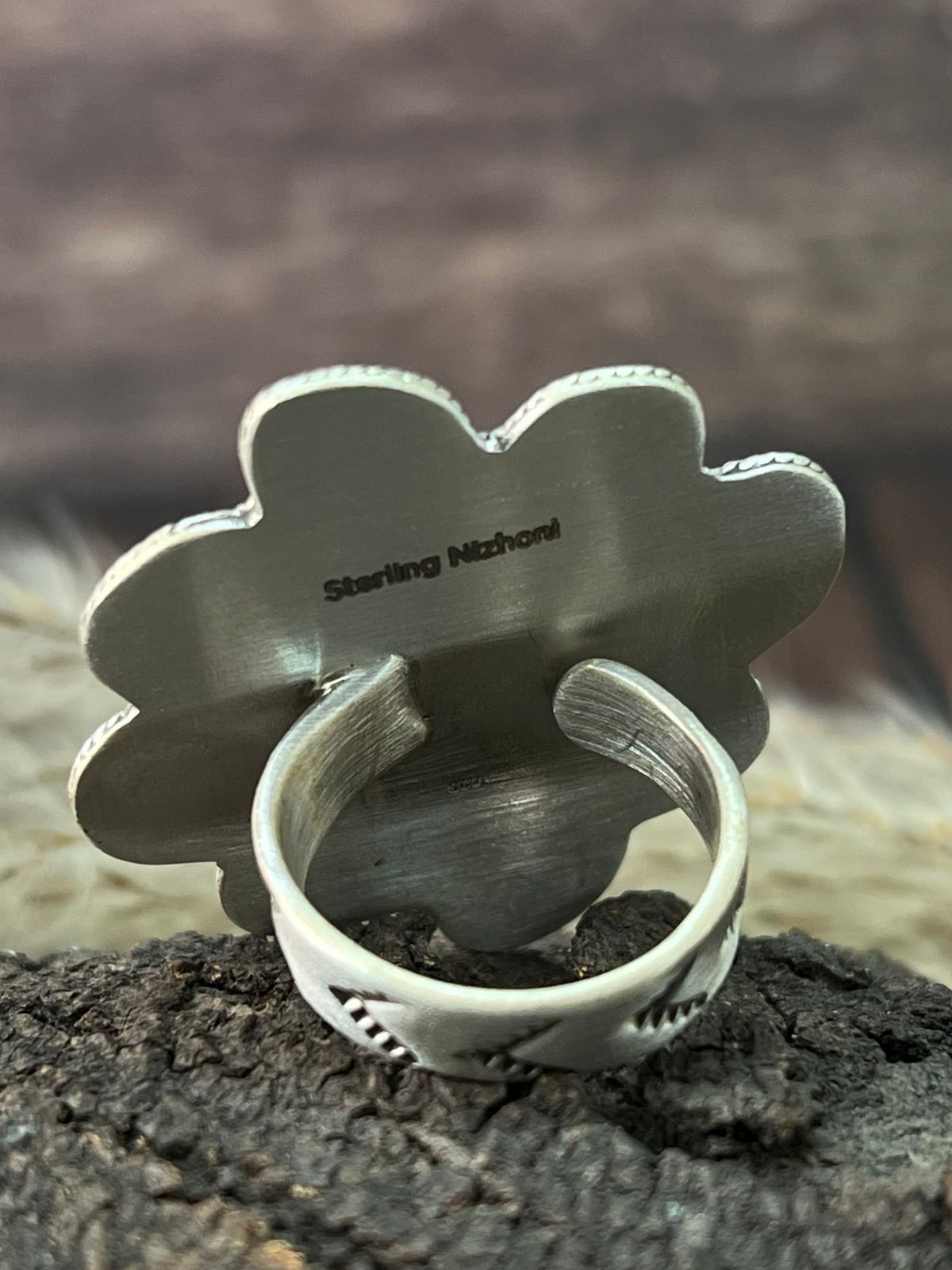 Handmade Sterling Silver Palomino with Kingman Turquoise Adjustable Ring "Signed Nizhoni"