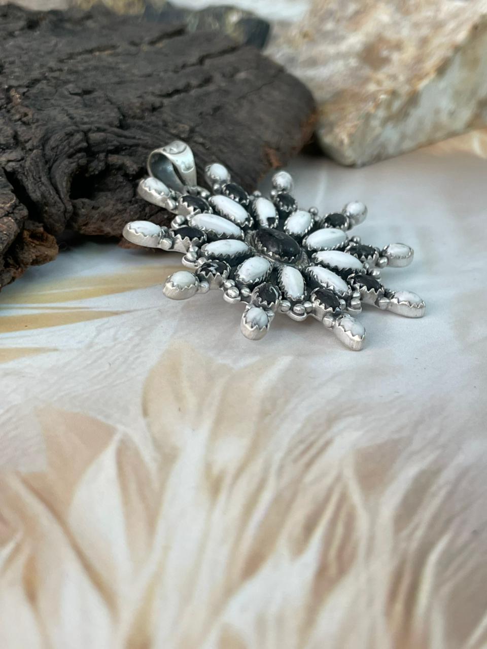 Handmade Sterling Silver White Buffalo Pendant "Signed Nizhoni"