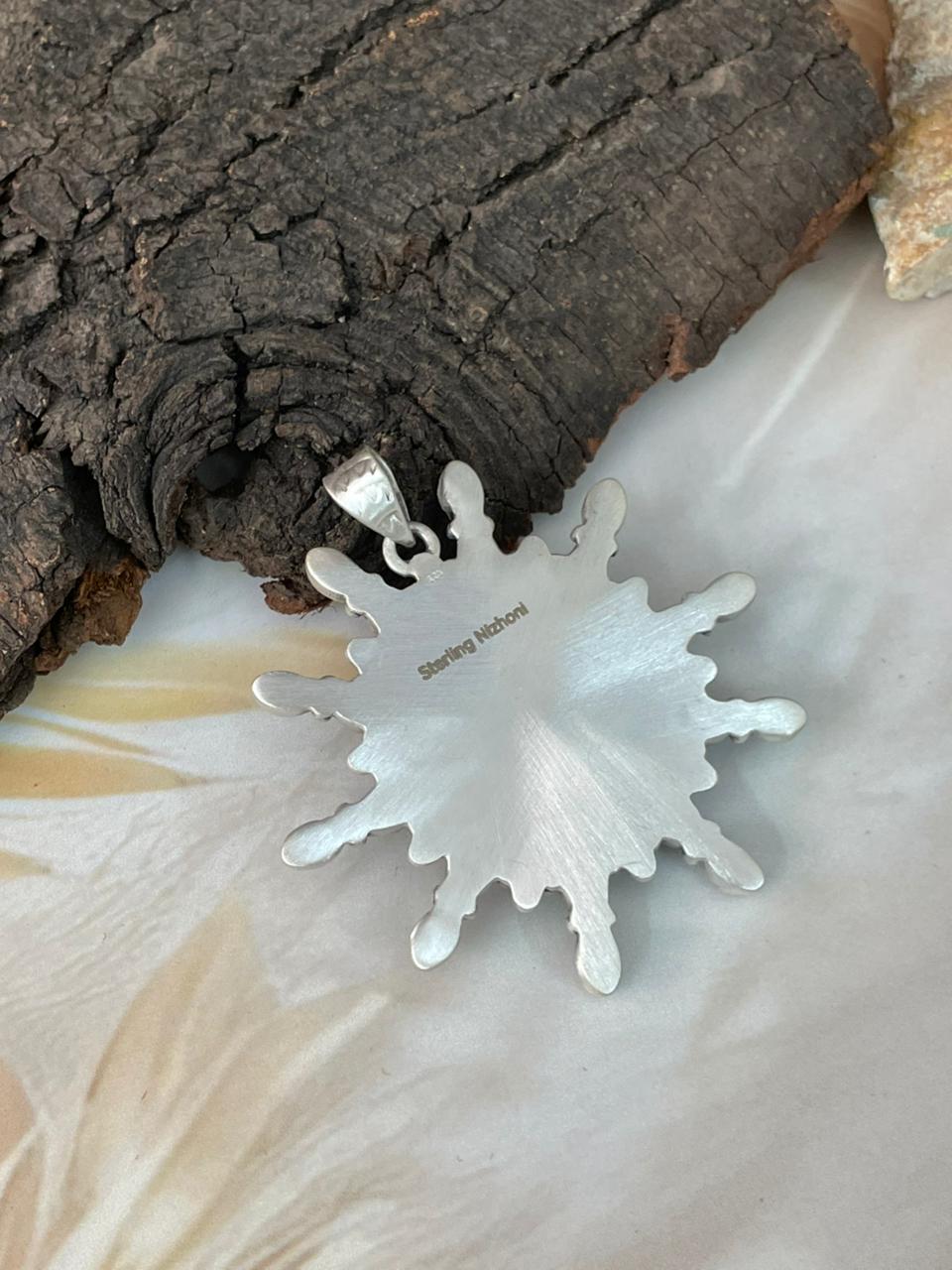 Handmade Sterling Silver White Buffalo Pendant "Signed Nizhoni"