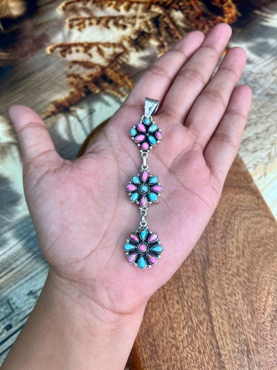 Handmade Sterling Silver Cotton Candy Pendant "Signed Nizhoni" (5)
