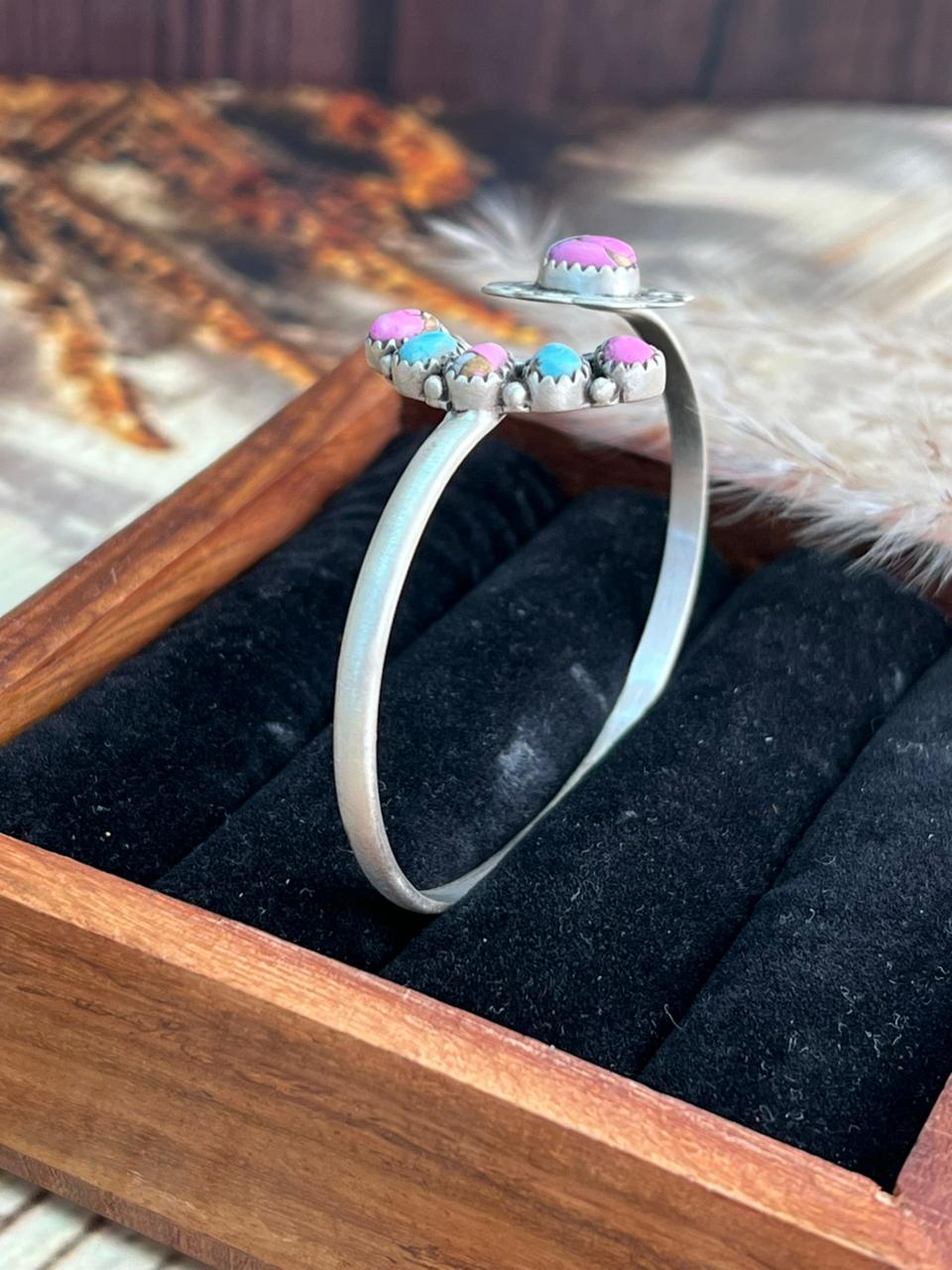 Handmade Sterling Silver Cotton Candy Cuff Bracelet "Signed Nizhoni"