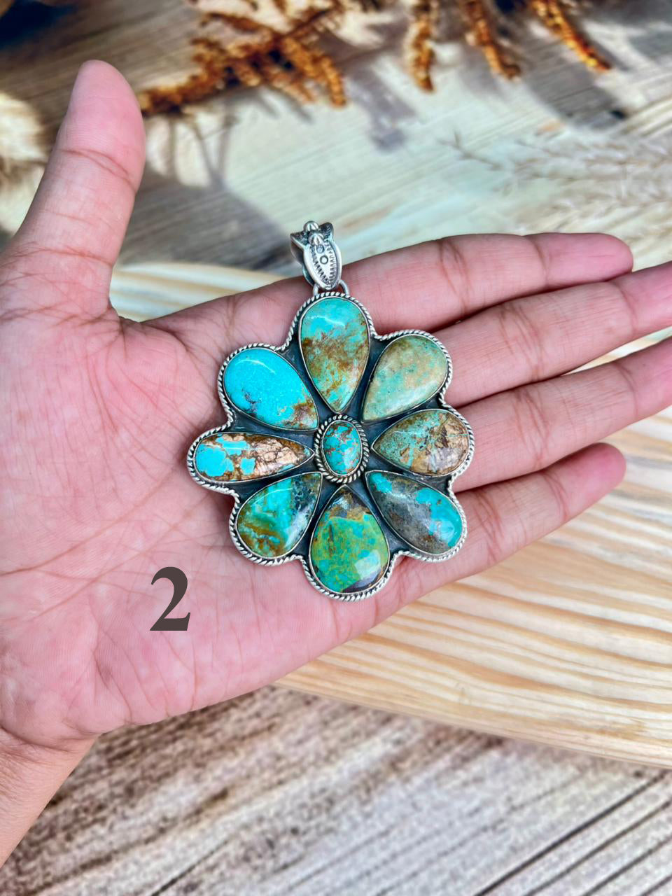 Handmade Sterling Silver Manassa Turquoise Pendant "Signed Nizhoni" (3)